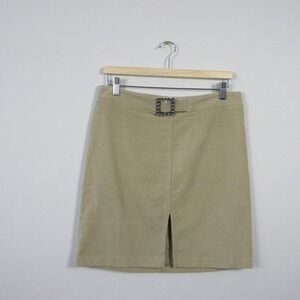 I By Como Pencil Mini Skirt 10 Beige Rhinestone Buckle Slit Y2K Brat Canada 240